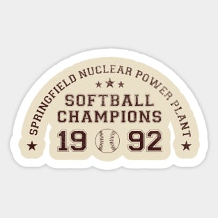 Springfield Nuclear Power Plant Softball Champs (Color) Sticker